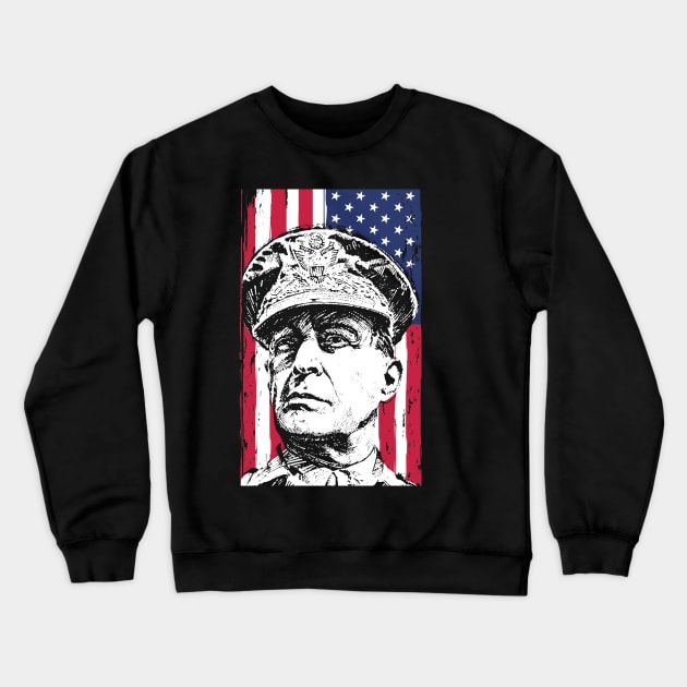 General Douglas MacArthur USA Flag Crewneck Sweatshirt by Distant War